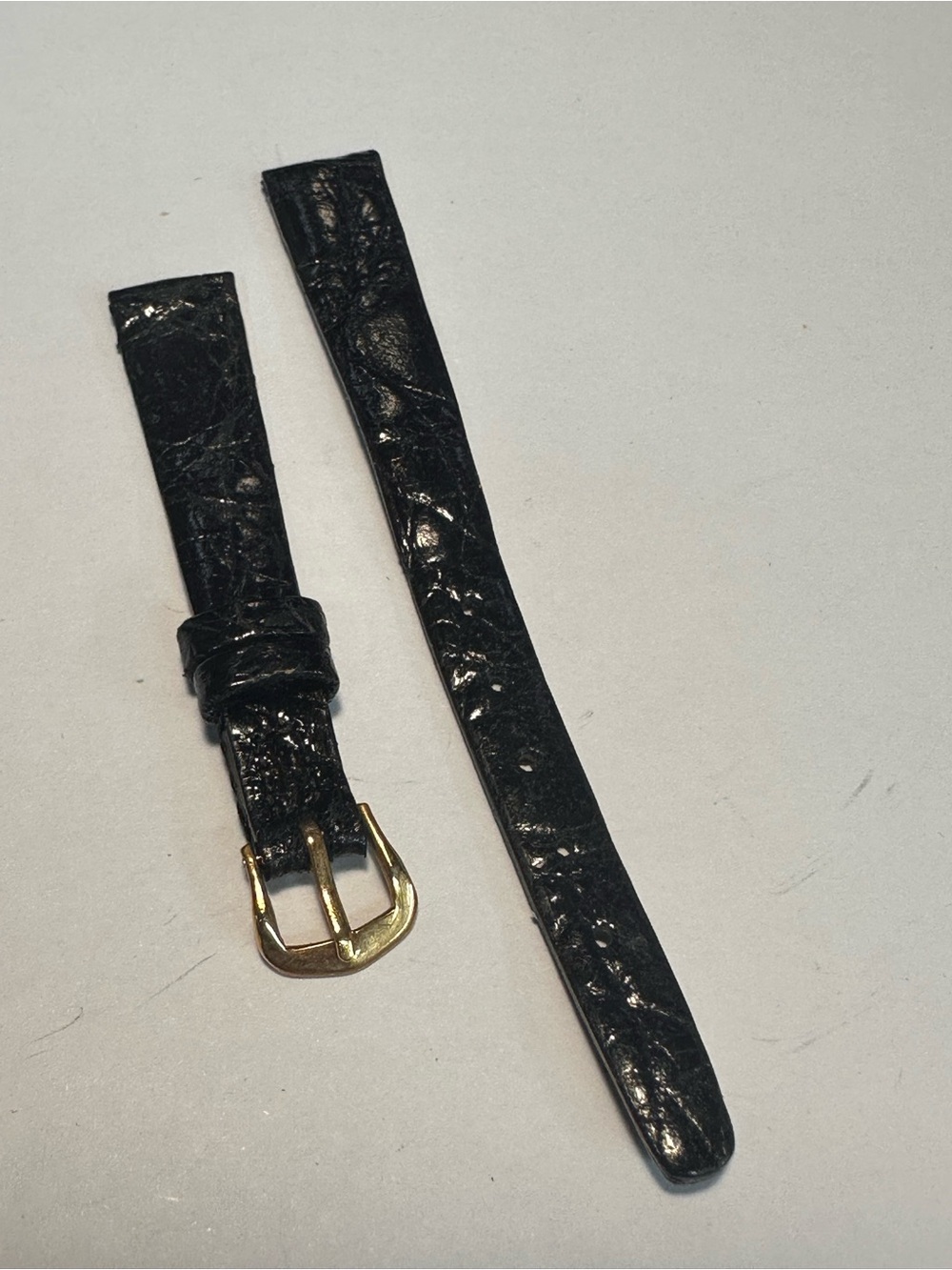 Black Leather Watch Strap with Gold Buckley